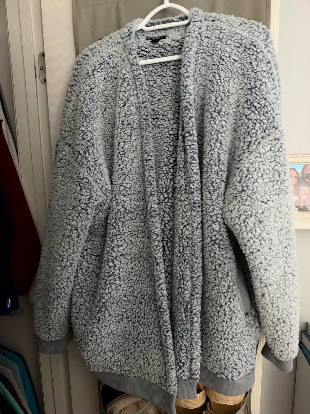 Simply Vera Vera Wang Light Gray Sherpa Open-Front Cardigan